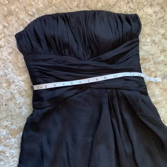 WHITE HOUSE BLACK MARKET Black Silk Dress Strapless Ruched Fairycore Events Sz 4